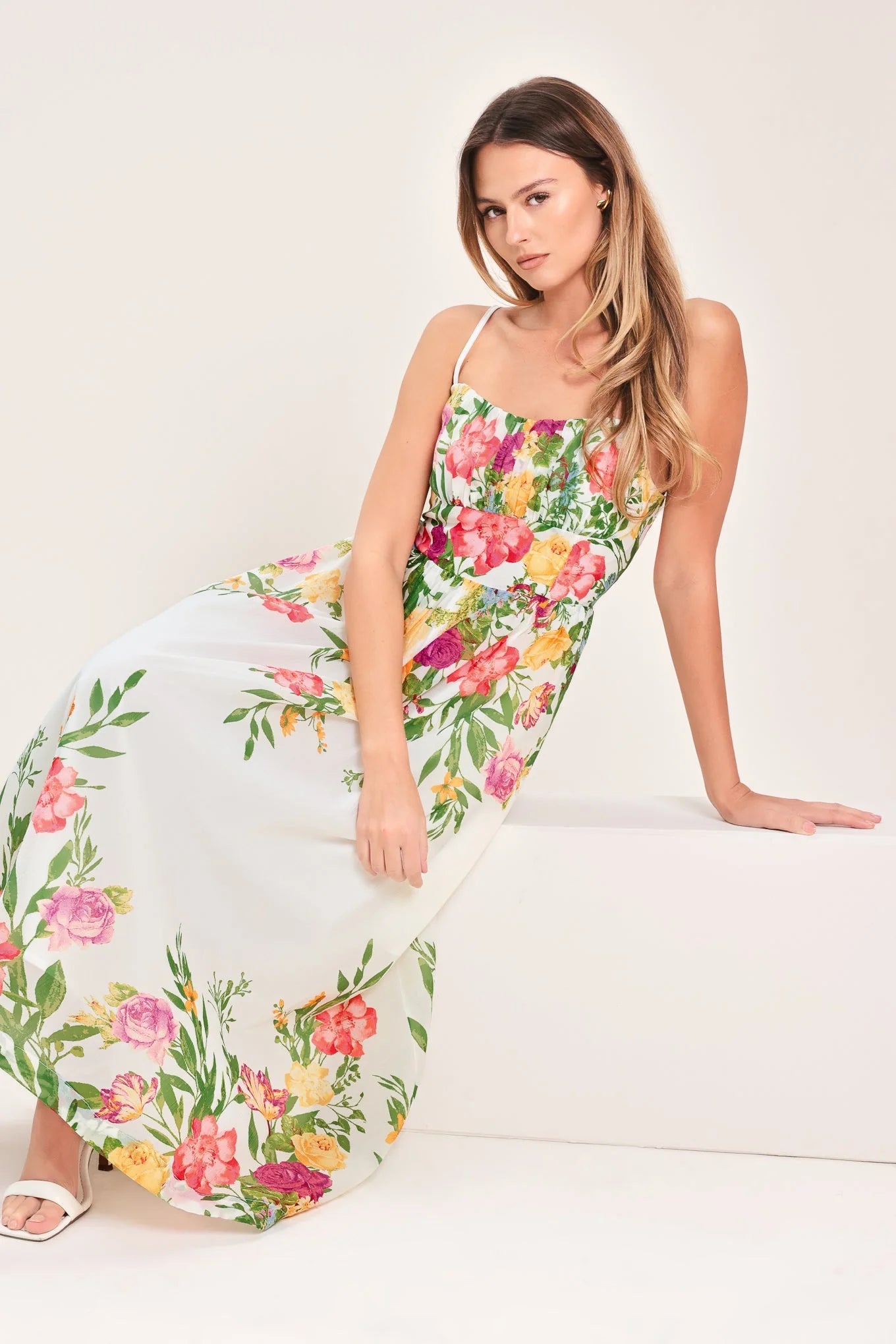 SHADOW FLORAL MIDI DRESS