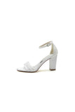 Champagne High Heels with Transparent Heel and Lace Ankle Strap