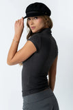 Kara Mock Neck Top in Charcoal