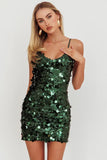 ASTRA MINI DRESS SEQUIN PARTY DRESS FOREST GREEN
