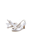 Peep Toe Slingback Beaded Chunky Wedding Shoes with Flowers
