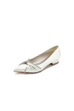 Beading Pointed Toe Satin Kitten Heels