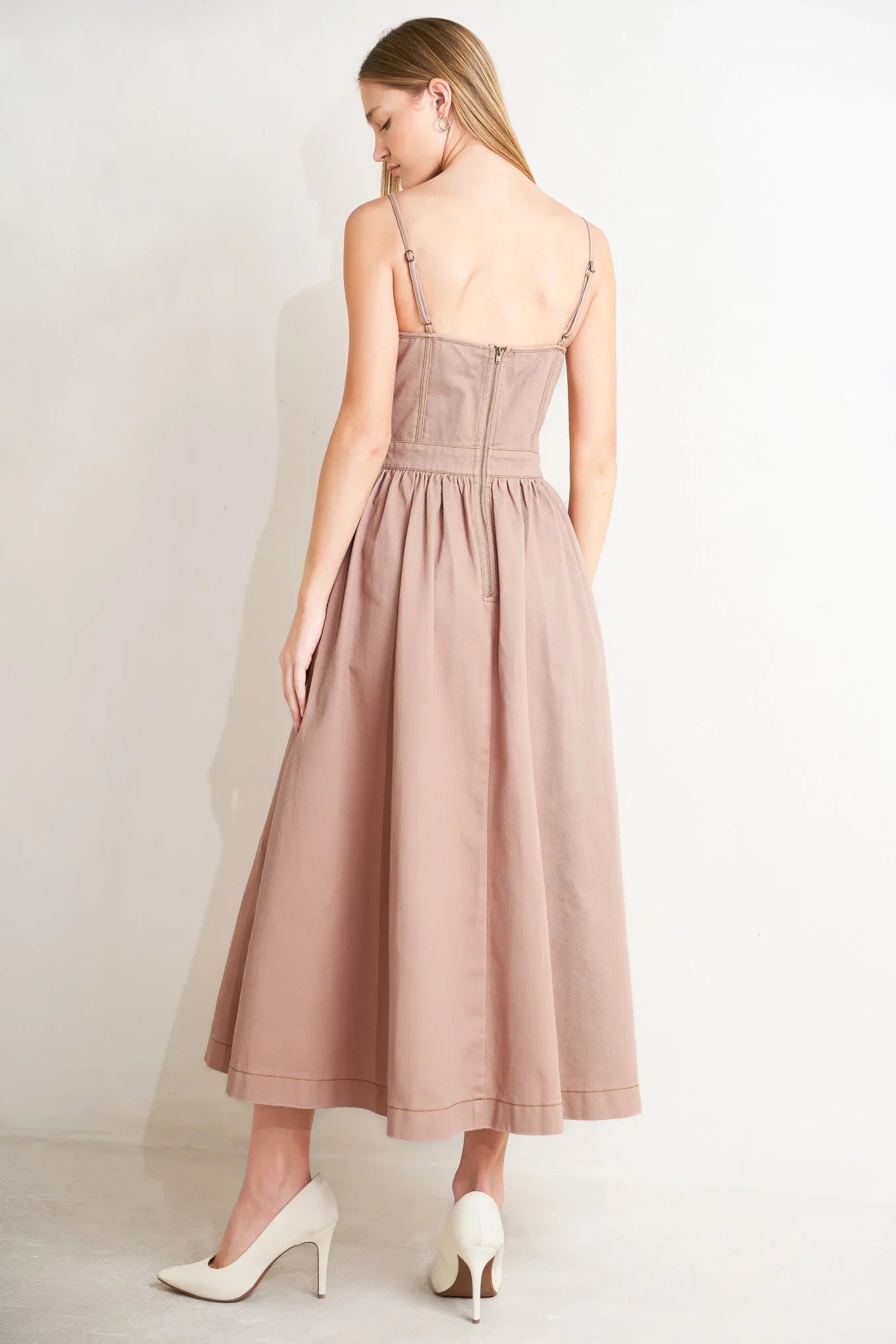 UNDERSTATED GLAM BUSTIER MIDI DRESS