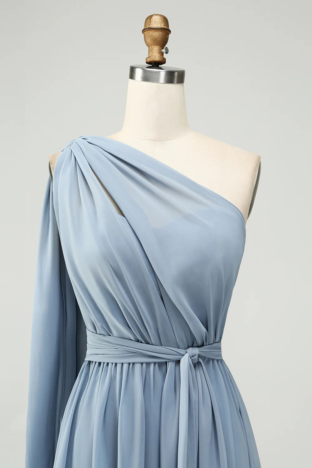 Dusty Blue A Line Chiffon Convertible Long Maternity Bridesmaid Dress
