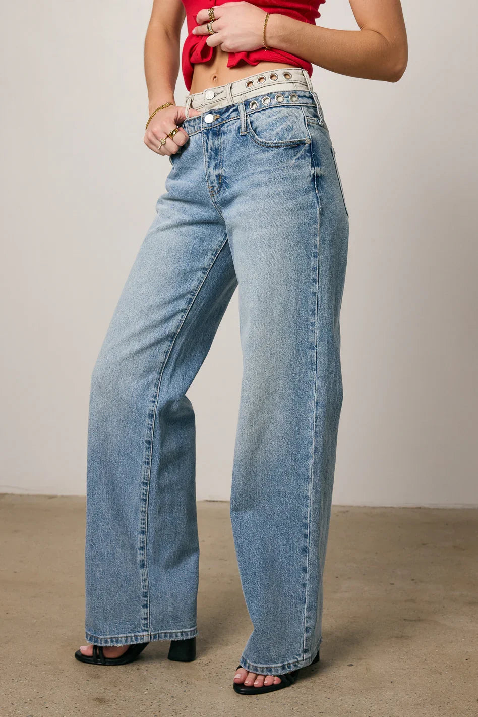 Cierra Double Waisted Wide Leg Jeans FINAL SALE