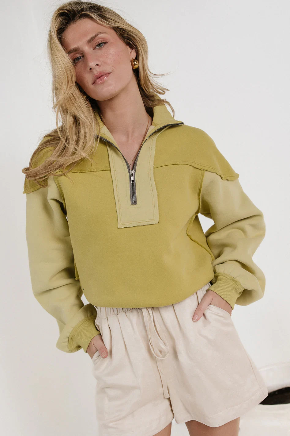 Zeya Half Zip Sweatshirt in Lime FINAL SALE
