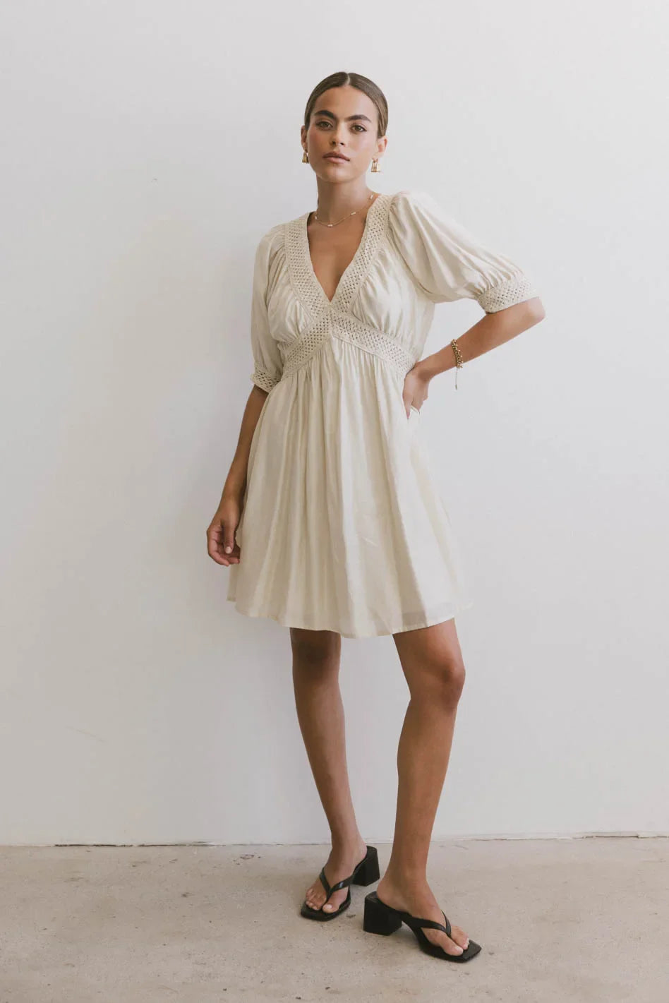 Lorna Mini Dress in Natural FINAL SALE