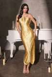Manhattan Midi Dress Metallic Gold Fringe