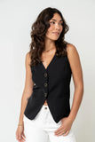 Penny Button Up Vest in Black