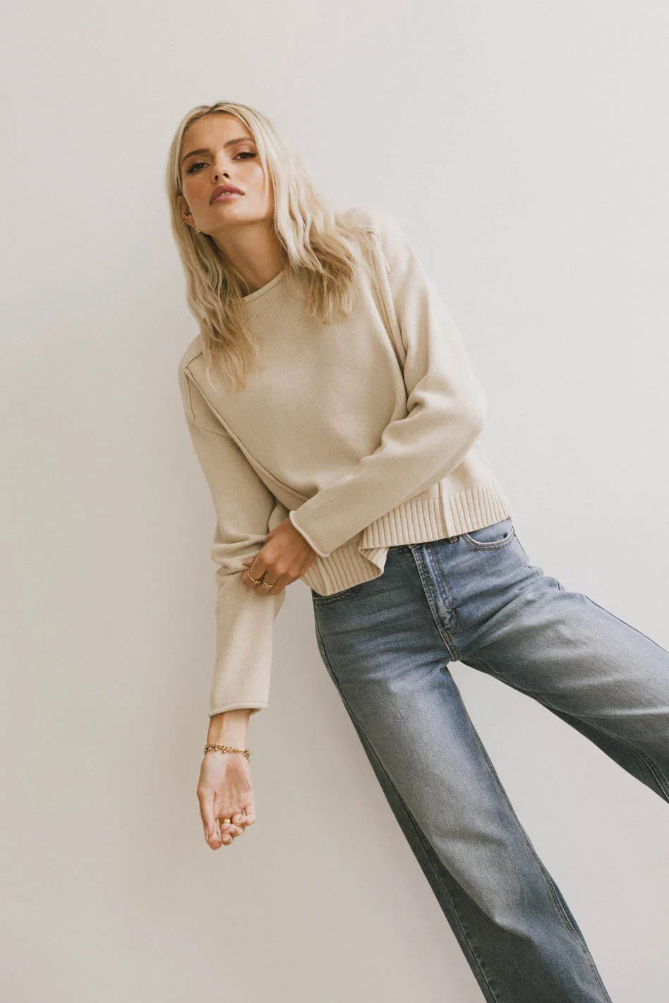 Leander Knit Sweater in Oatmeal FINAL SALE