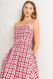 RED CHECK TWEED MINI DRESS