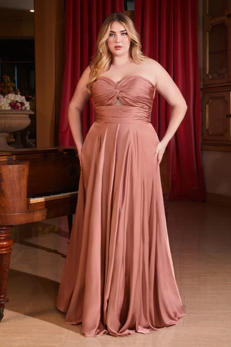 Madigan Gown STRAPLESS A LINE SOFT SATIN KEYHOLE DRESS