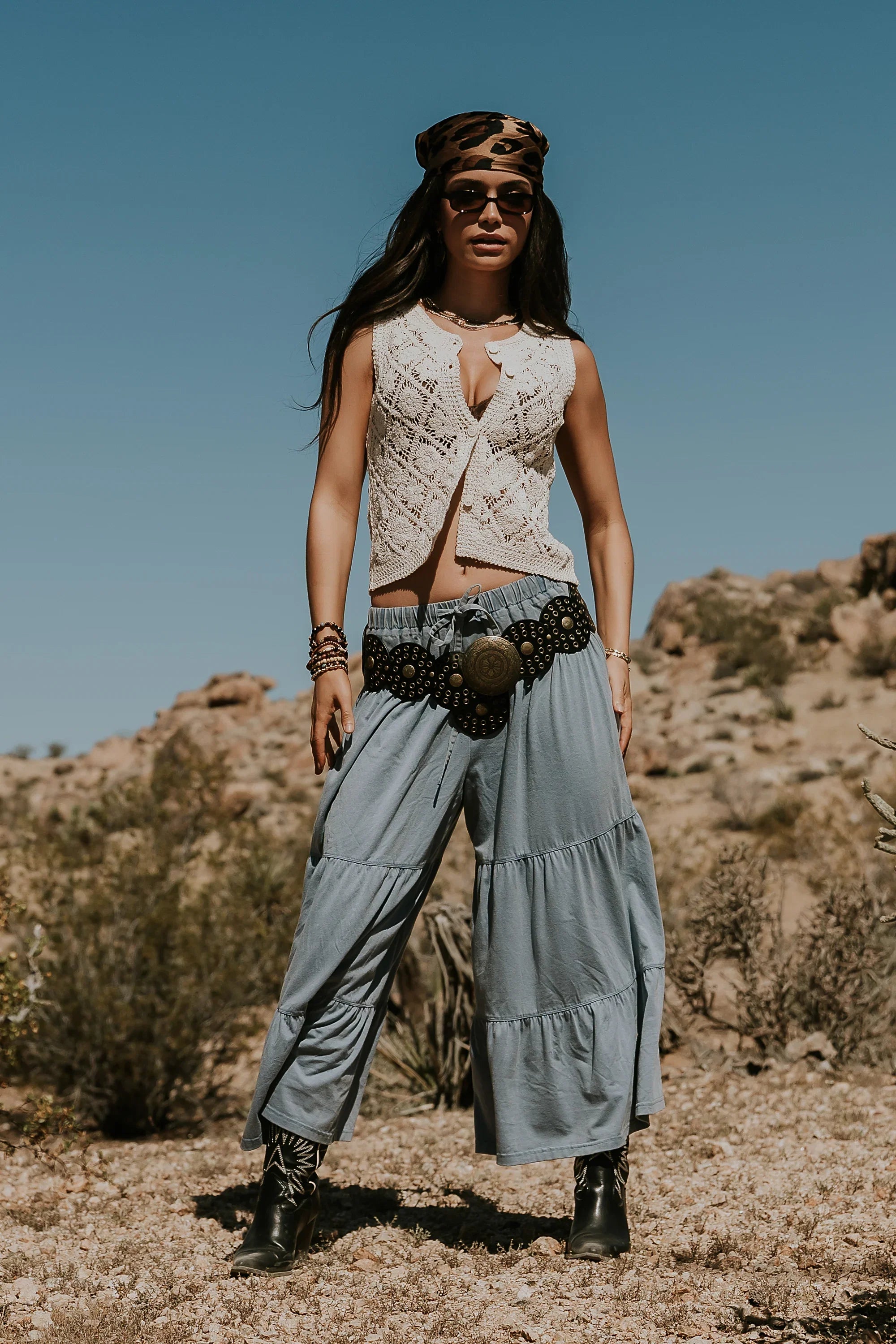 Asha Tiered Pants in Blue