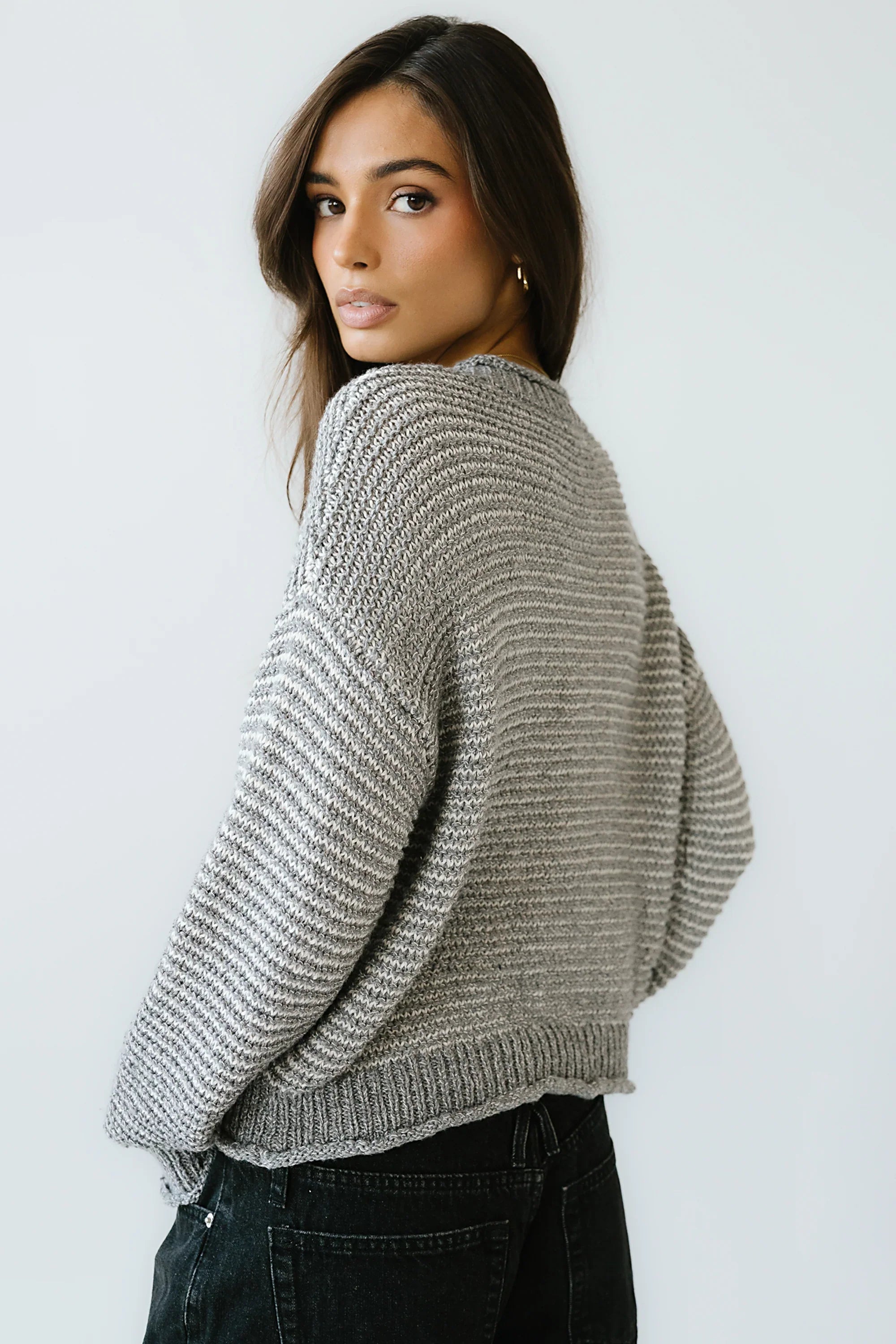 Tracey Striped Oversized Sweater in Grey FINAL SALE