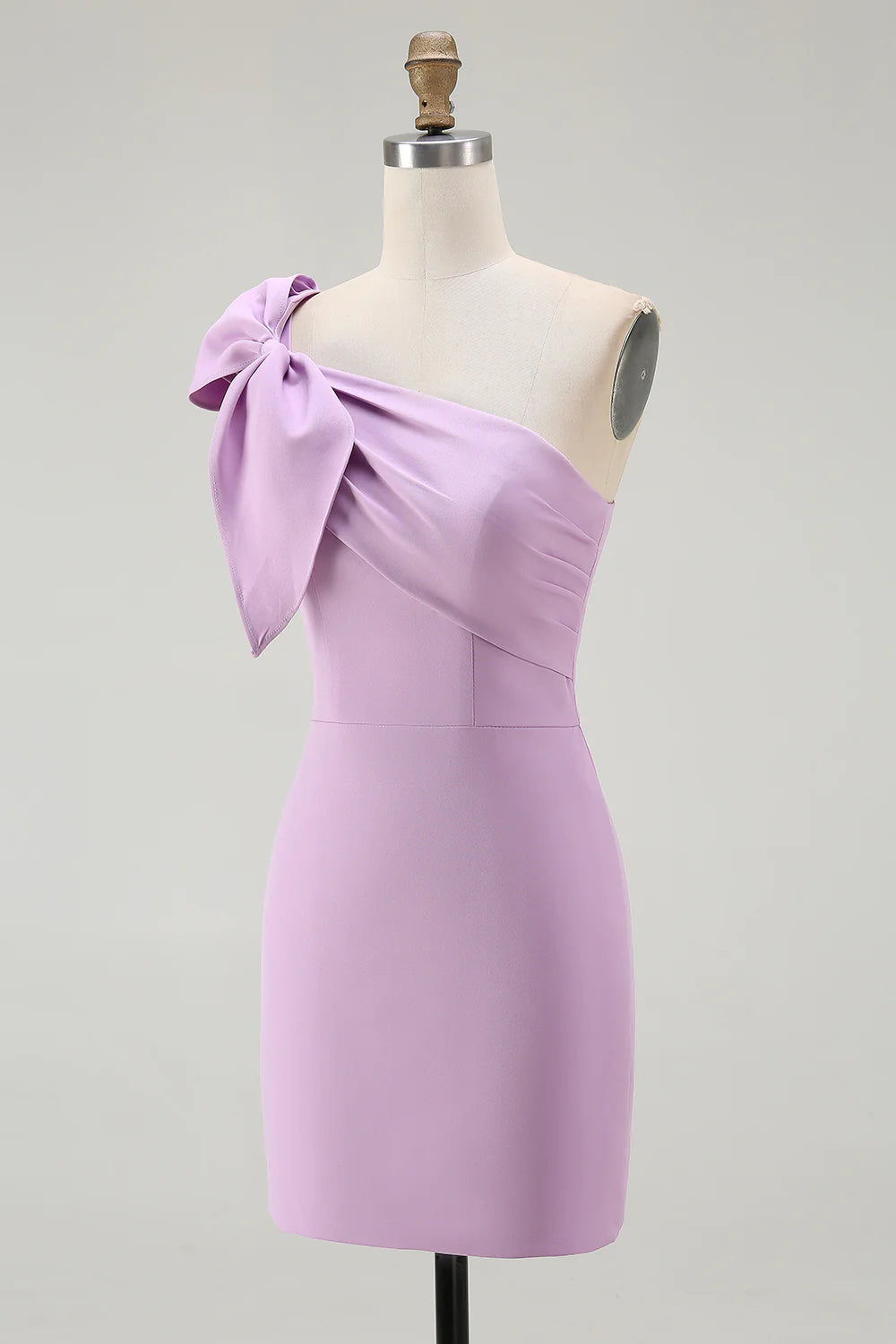 White One Shoulder Bodycon Graduation Dress with Bow