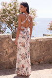 Floral Ivory V Neck Mermaid Wedding Guest Dress with Twist Front