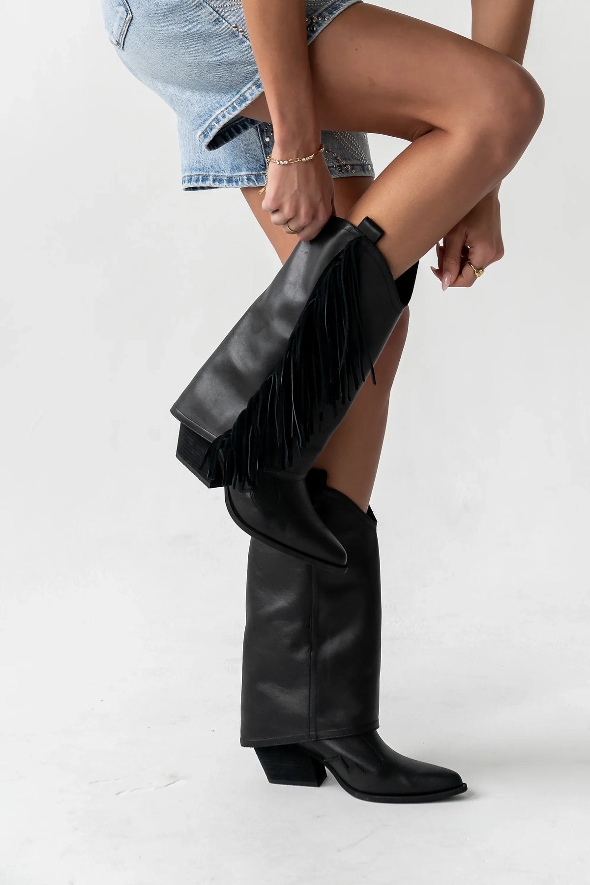 Deston Fringe Boots in Black