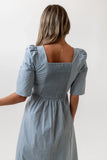 Paisley Smocked Midi Dress in Slate Blue FINAL SALE