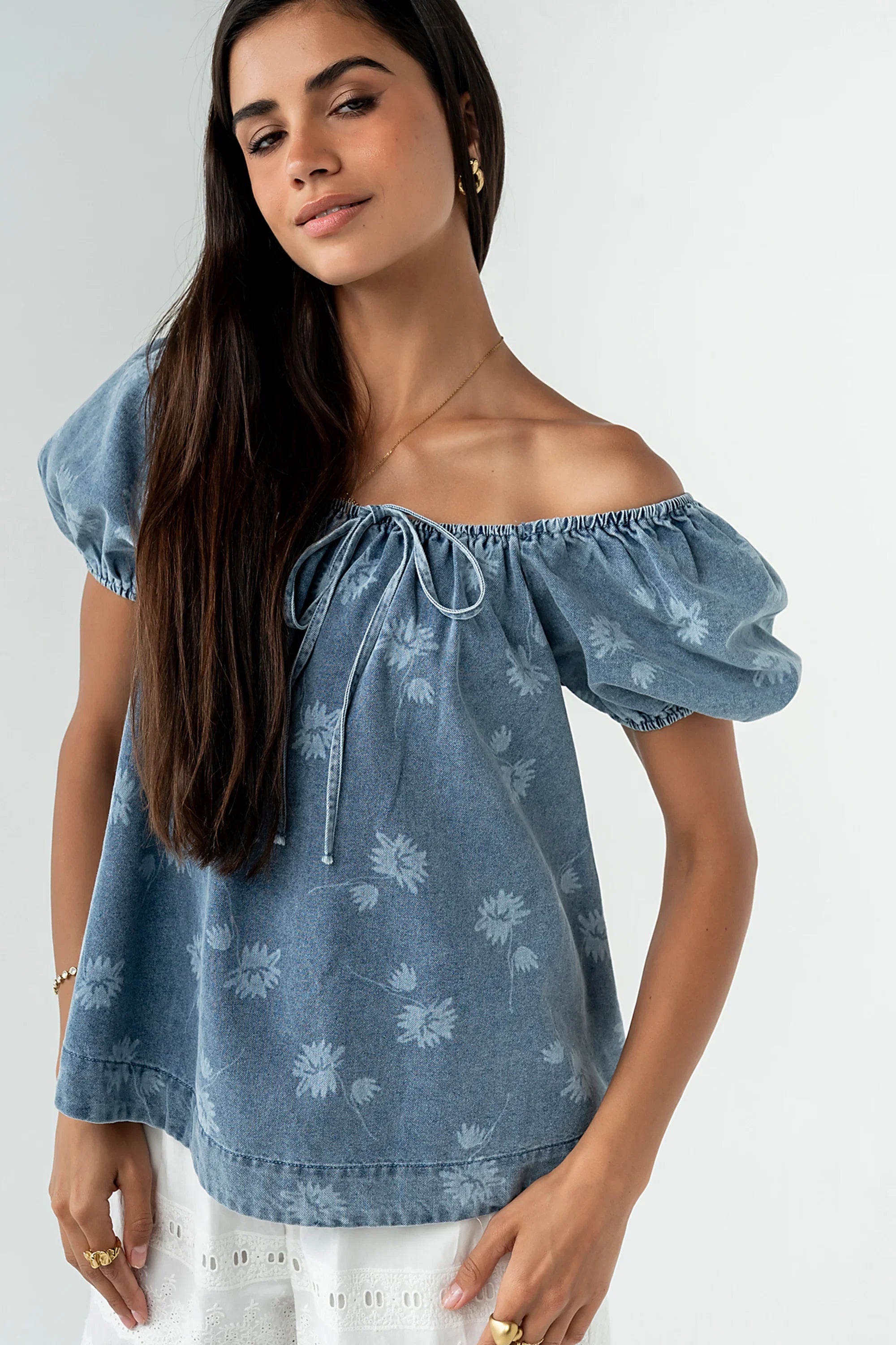 Brinklee Floral Denim Top
