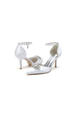 White Pointed Toe with Rhinestone Flower