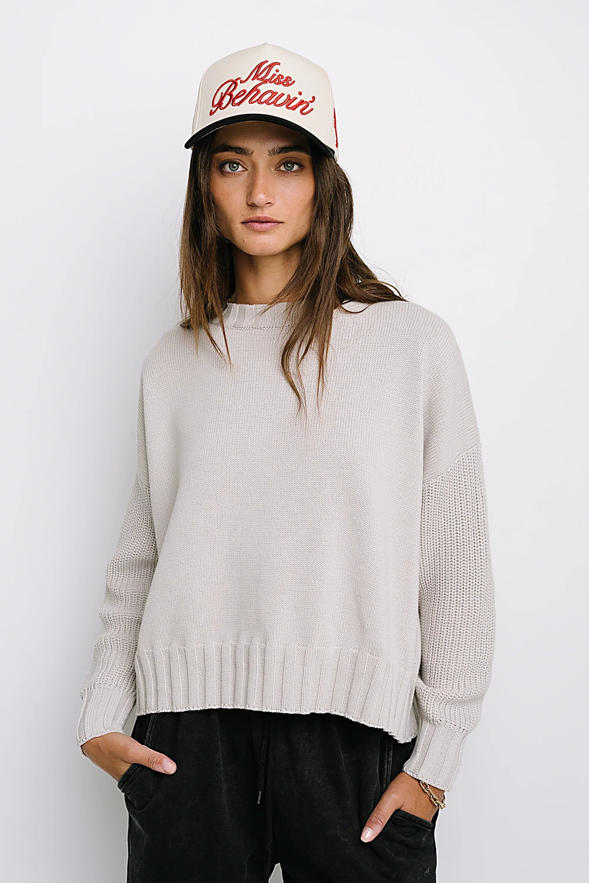 Payton Knit Sweater in Bone FINAL SALE