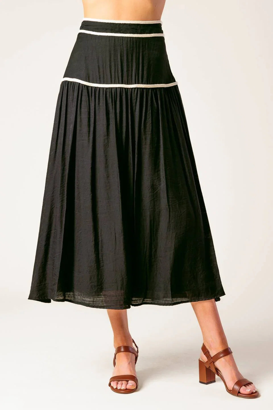 DIVIDE AND CONTOUR TOP SKIRT SET BLACK