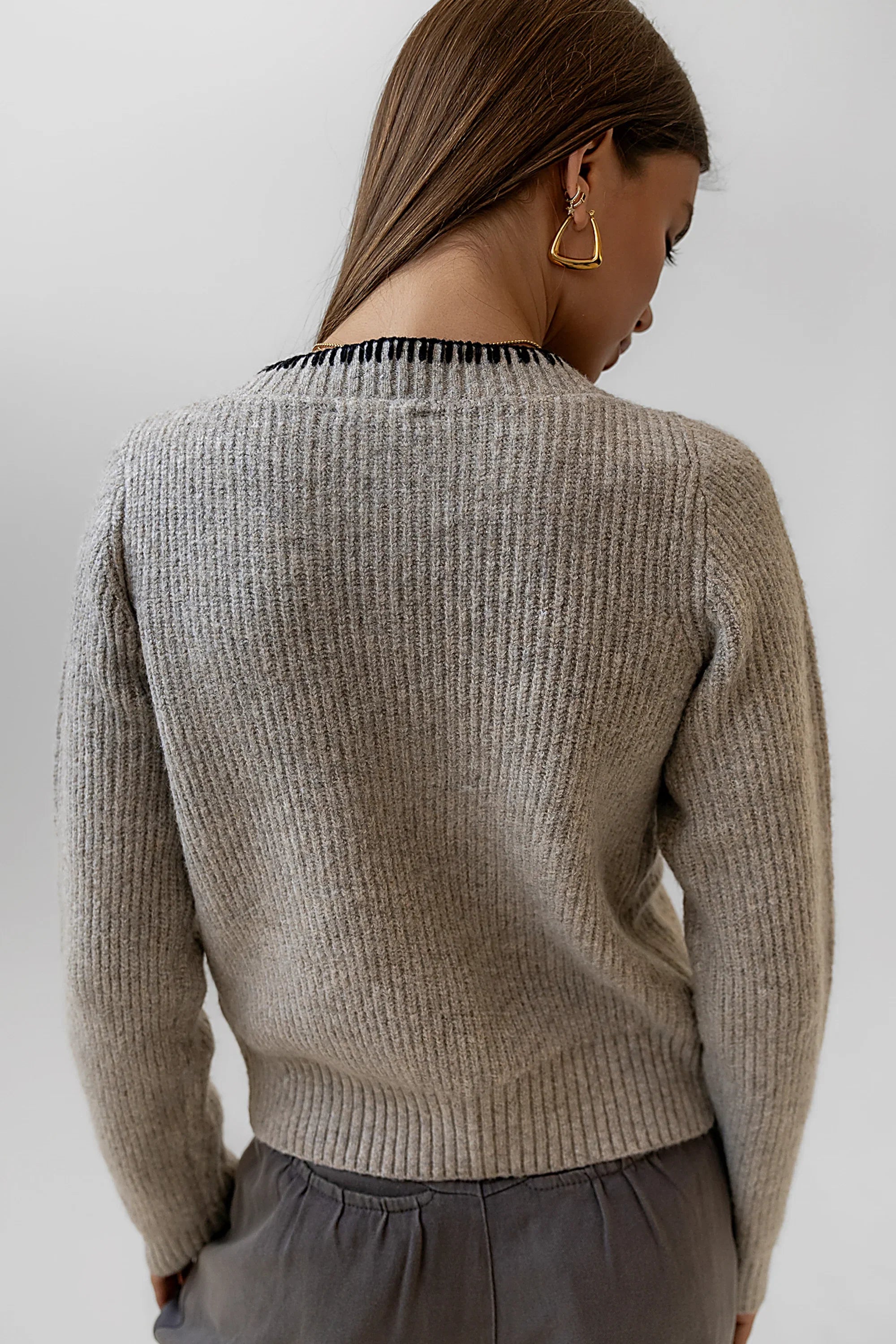 Darren Contrast Cardigan in Taupe