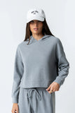 Kourtney Waffle Knit Hoodie in Grey