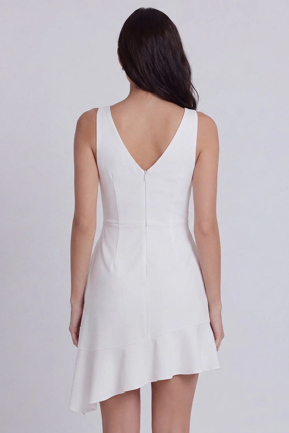 Ivory V Neck Twist Front Bodycon Mini Dress