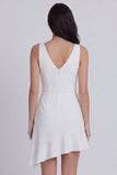 Ivory V Neck Twist Front Bodycon Mini Dress