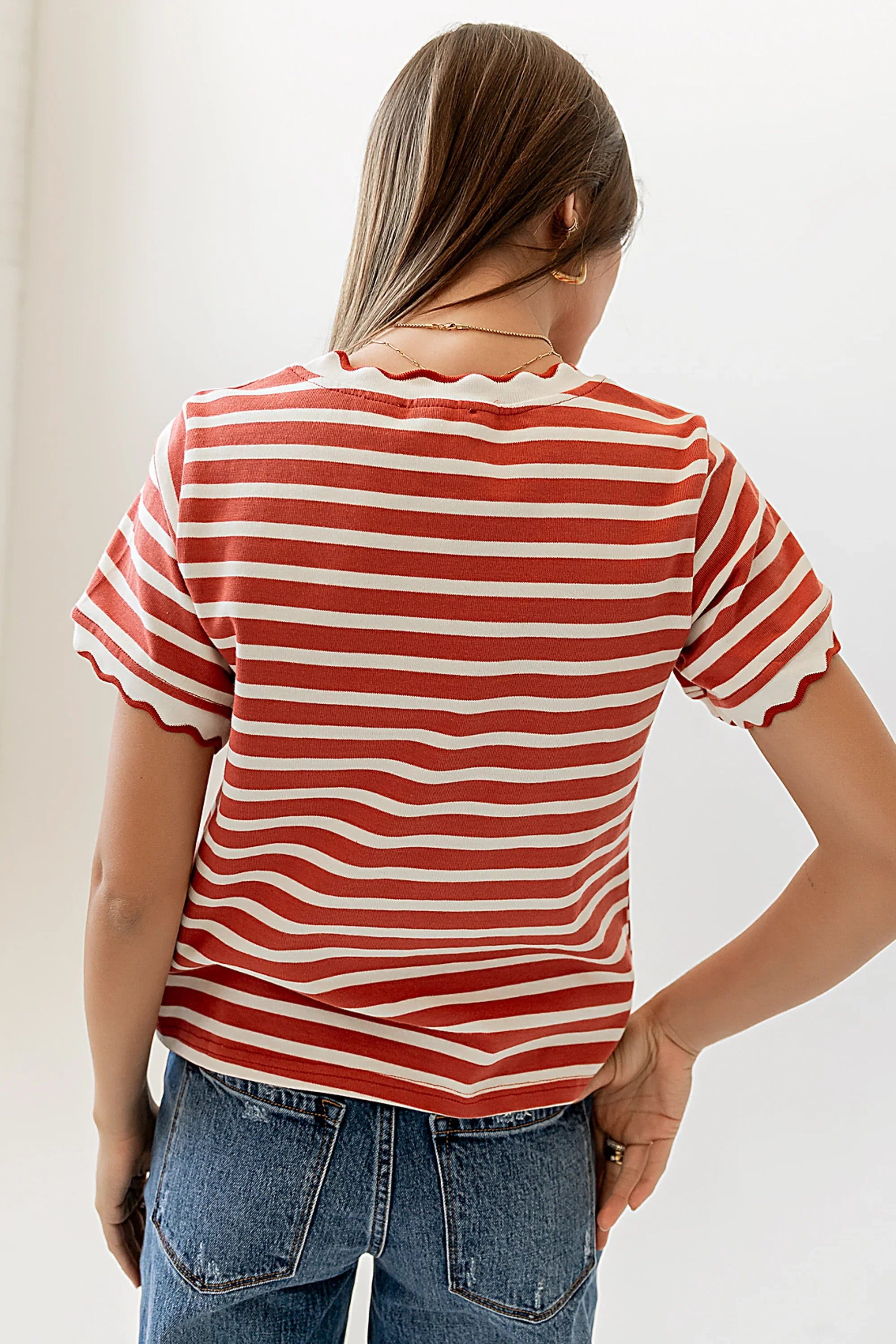 Walker Scalloped Top in Marsala