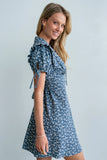 Jenny Floral Mini Dress in Blue