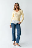 Zeke Cable Knit Sweater in Yellow