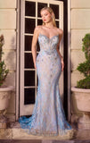 ELODIE GOWN STRAPLESS DRESS WITH FLORAL BEADWORK