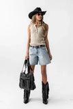 Lina Pointelle Knit Tank in Beige