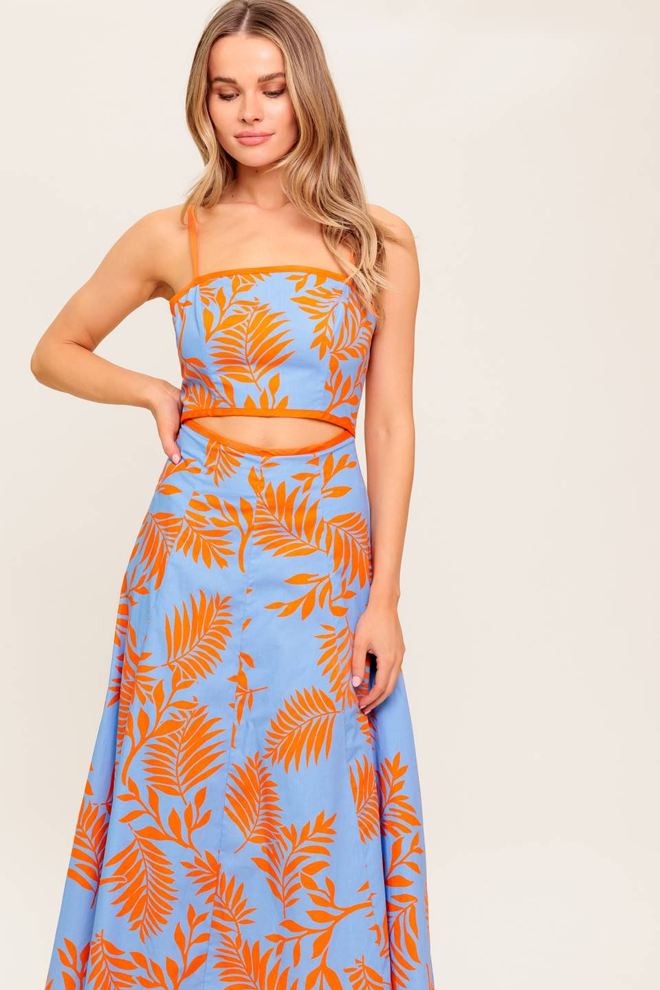 APRICOT SUNSET CUT OUT MIDI DRESS