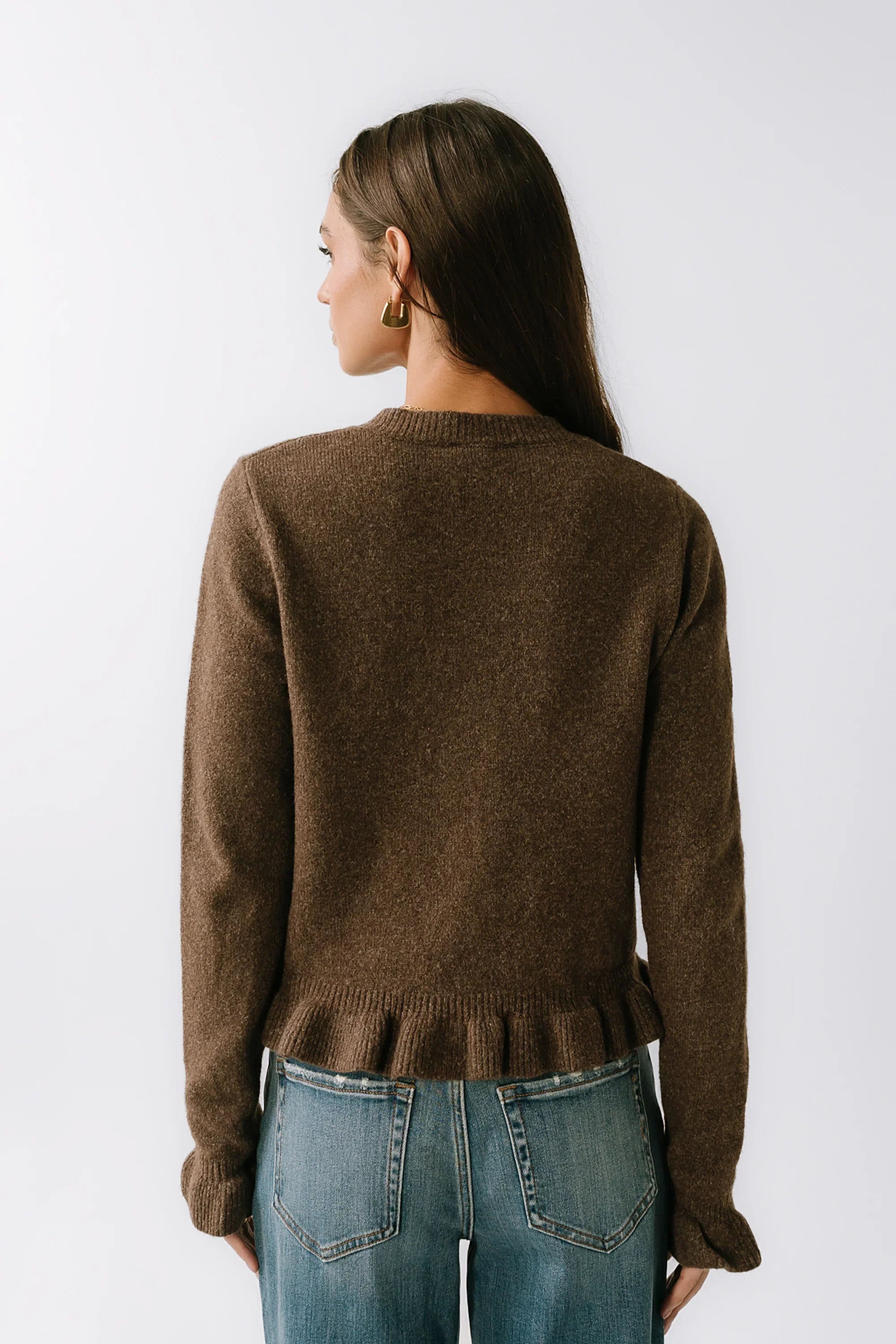 Rosie Ruffle Sweater in Brown FINAL SALE