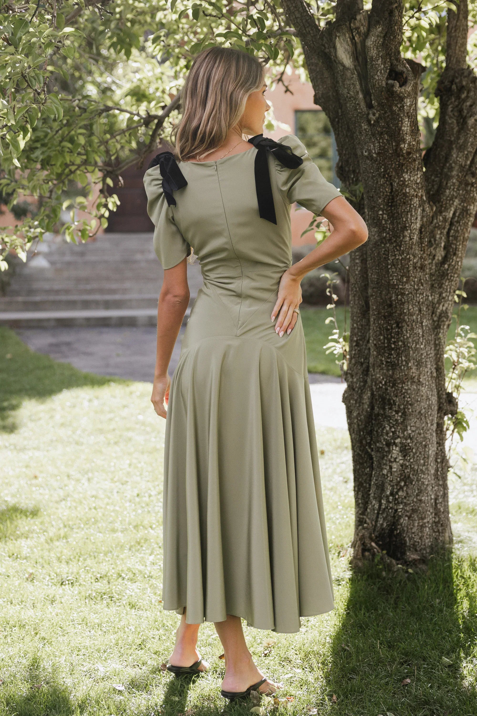 Nellie Drop Waist Maxi Dress in Sage FINAL SALE