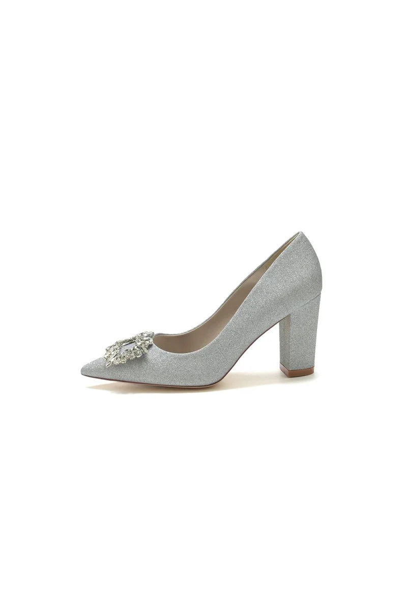 Gold Crystal Pumps with Rhinestone
