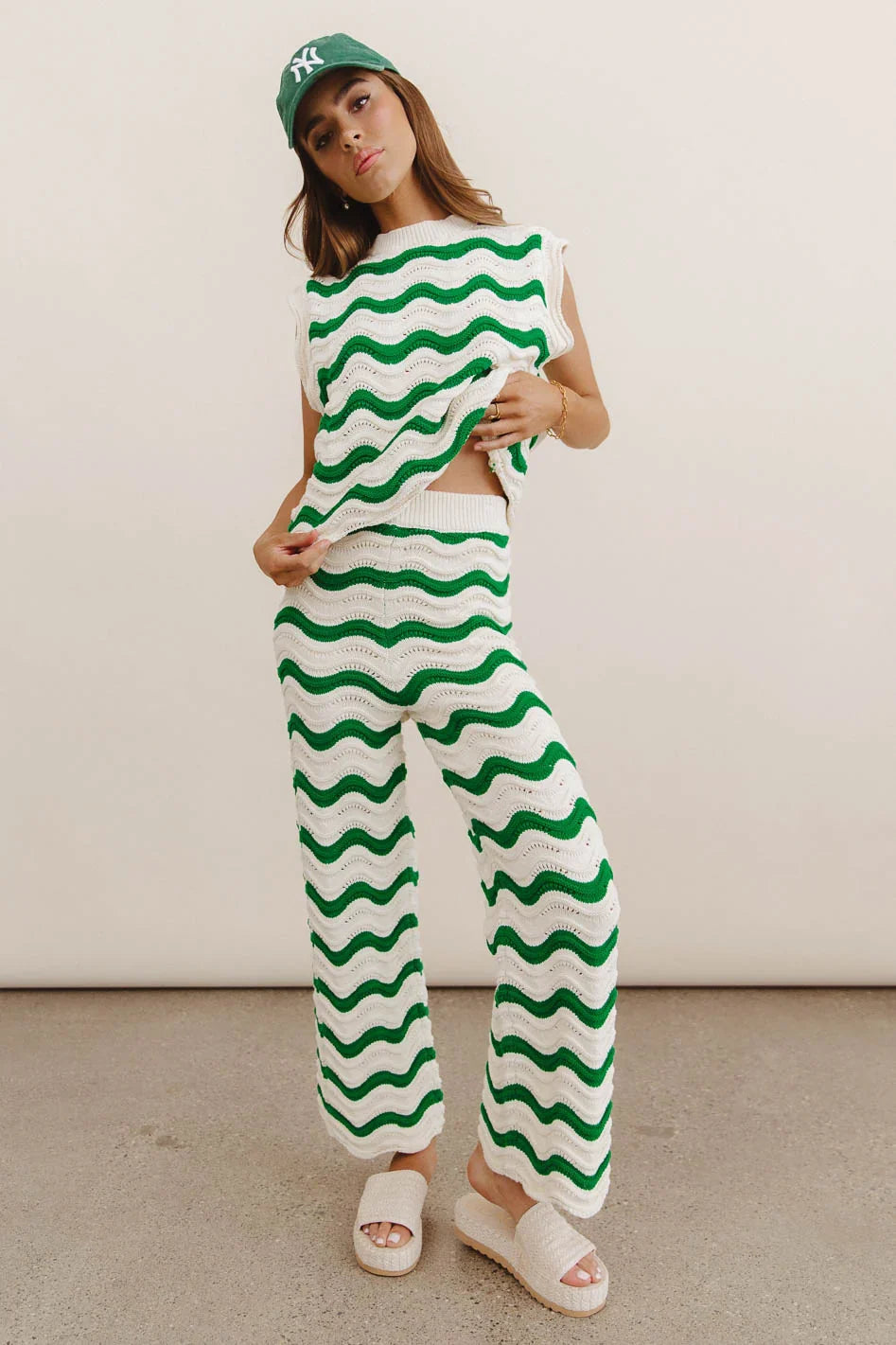Elenor Knit Top in Green FINAL SALE