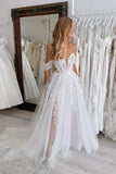 A Line Sweetheart Tulle Appliques Wedding Dresses