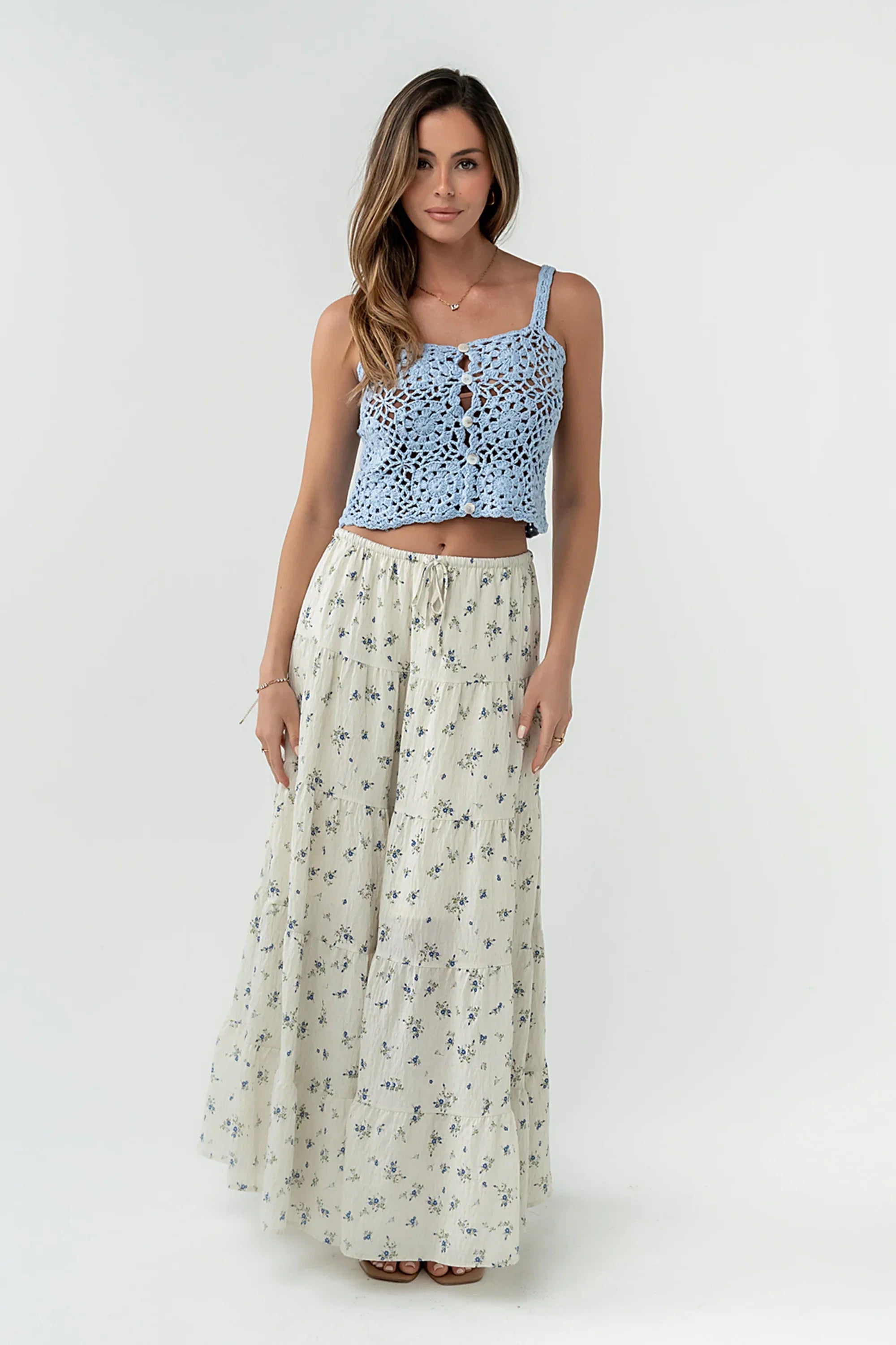 Marko Crochet Tank Top in Blue