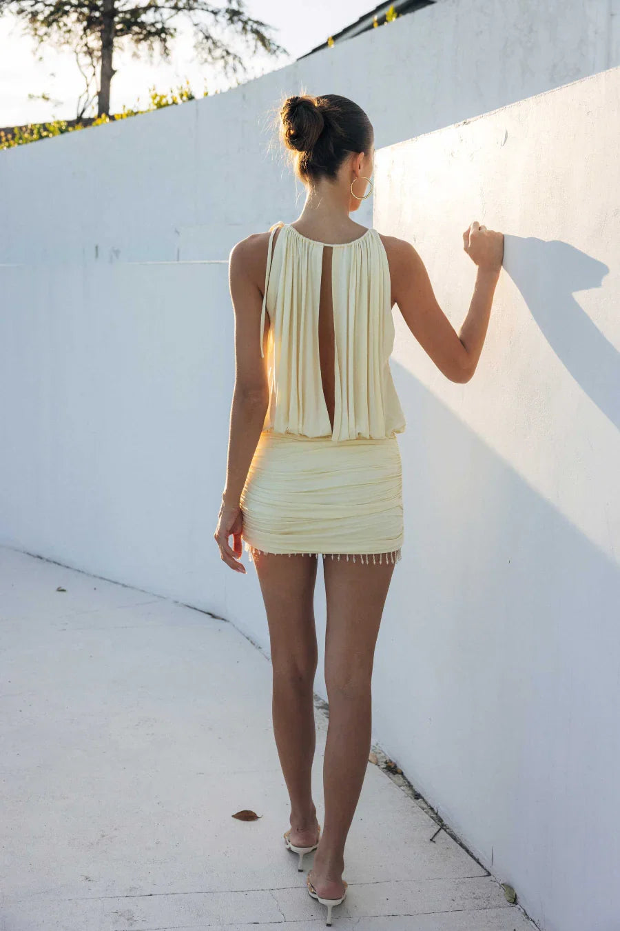 Mira High Neck Beaded Mini Dress