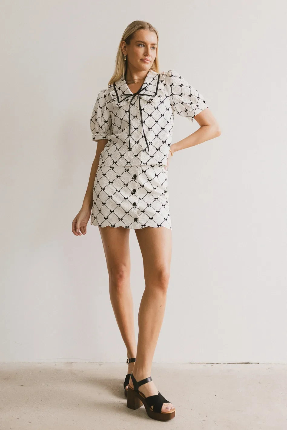 Maia Bow Collared Top FINAL SALE