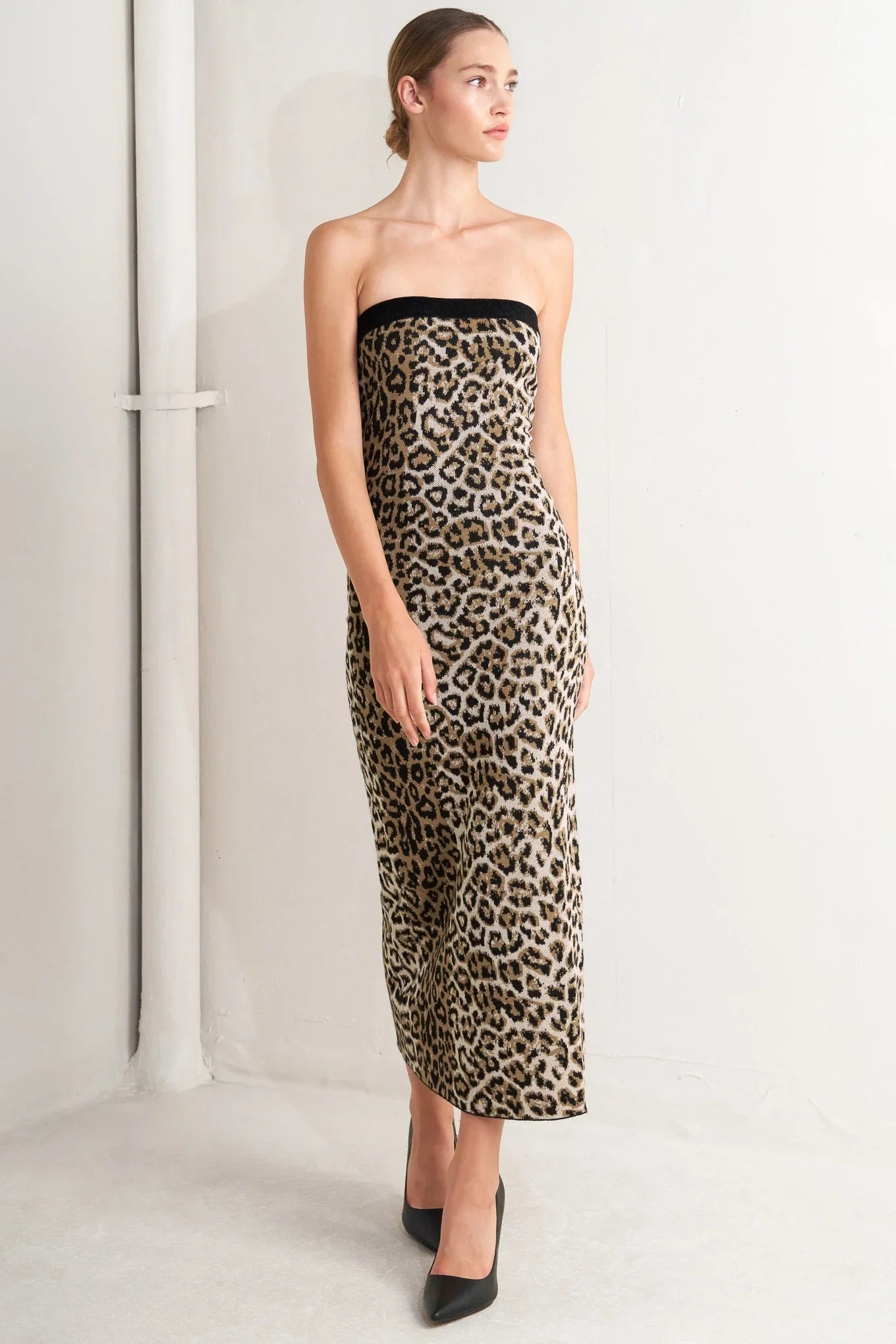 WILD ROMANCE LEOPARD KNIT MIDI DRESS FINAL SALE