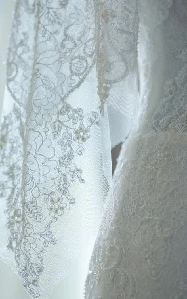 Mermaid Sweep Train Half Sleeve Bell Zipper Keyhole Lace Dress