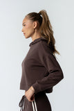 Kourtney Waffle Knit Hoodie in Brown