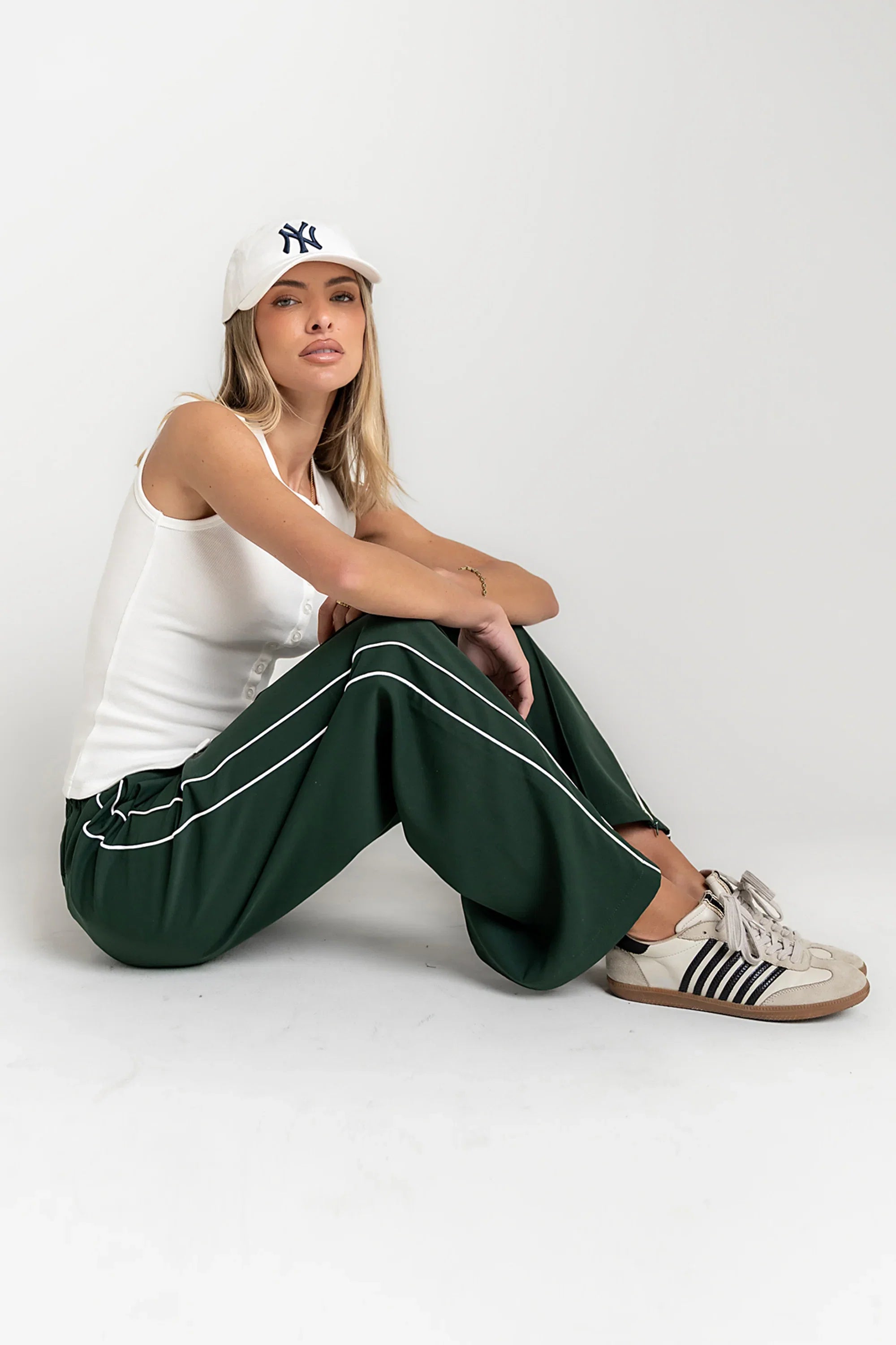 Emily Striped Wide Leg Pants in Green