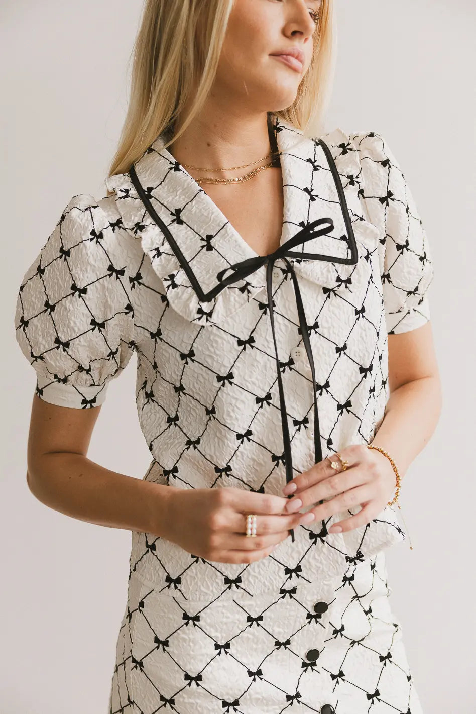 Maia Bow Collared Top FINAL SALE