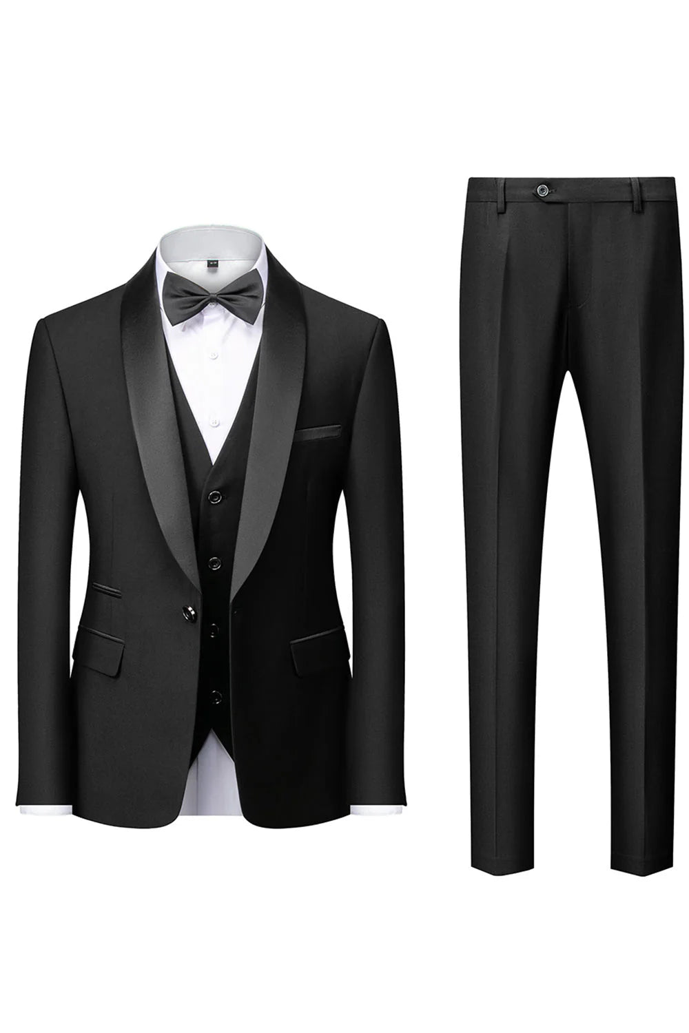 Mens Dark Green Shawl Lapel 3 Pieces Slim Fit Wedding Suits